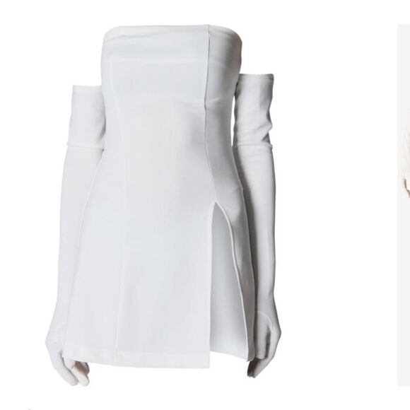 Cupid Mini Split Dress & Gloves - White - Picture 2 of 5
